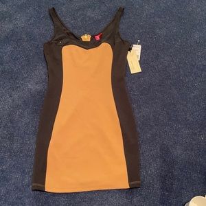 Black/tan mini dress
